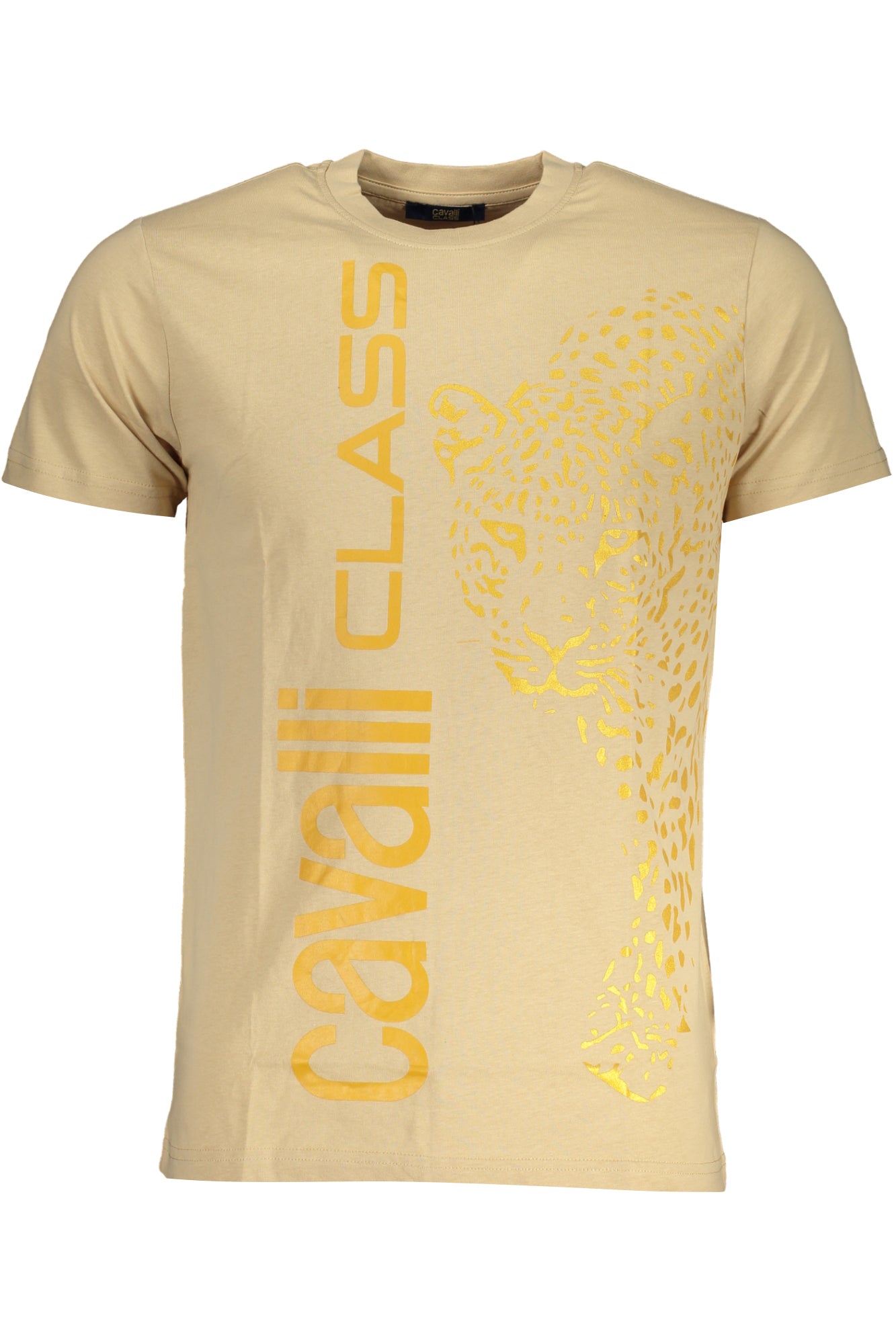 t-shirt uomo CAVALLI CLASS beige stampa oro